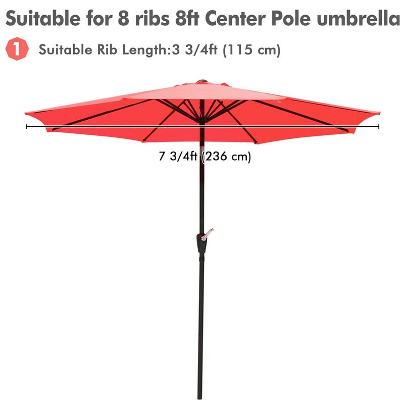 8FT العالمي غطاء مظلة دائم استبدال يناسب 8ft مظلة مع 8 الأضلاع