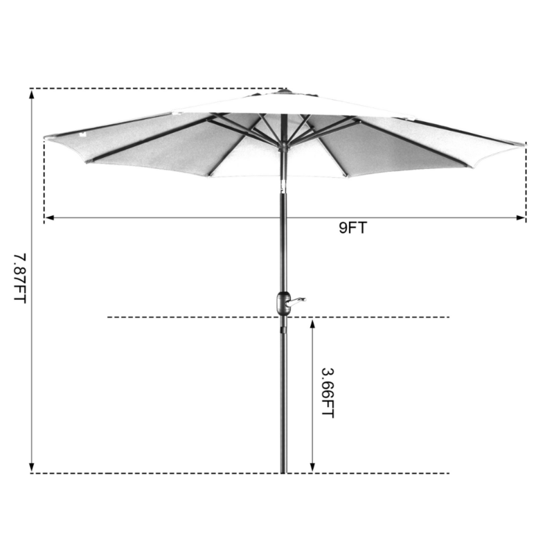 Villacera 9 'مظلة فناء في الهواء الطلق مع 8 الأضلاع ، القطب الألومنيوم والإمالة السيارات ، تتلاشى مقاومة السوق مظلة ، الأحمر