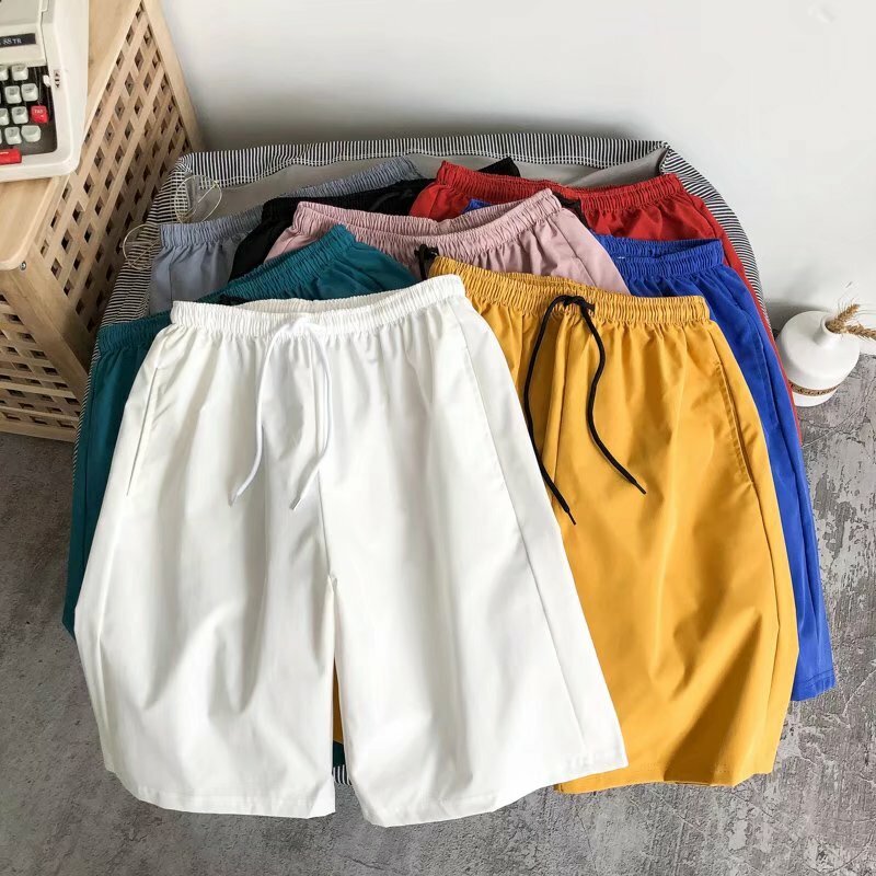 Five point sports pants summer casual shorts men's fashion brand solid color simple loose straight tube vertical beach pants