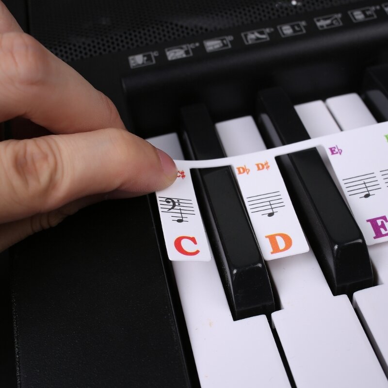 61 مفاتيح 88 مفاتيح للإزالة البيانو تسميات لوحة مفاتيح البيانو ملصقات البيانو أشعل النار ملاحظات ماركر تراكب Piano بالإصبع 24BD