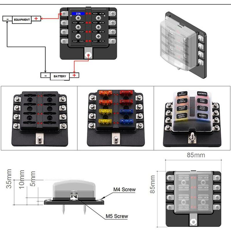 8 Way Blade Fuse Box Block Holder With Led Indicator Light Multi-way Insert Fuse Box Car Rv Modified Accessories DropShipping #6