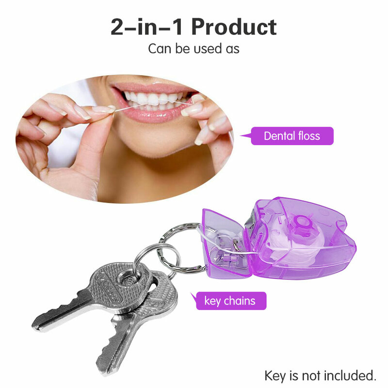 5 قطعة على شكل الأسنان الخيط المفاتيح المحمولة النايلون سلك الأسنان الخيط سلسلة مفاتيح بلاستيكية على شكل الأسنان تنظيف الأسنان العناية ملحق #5