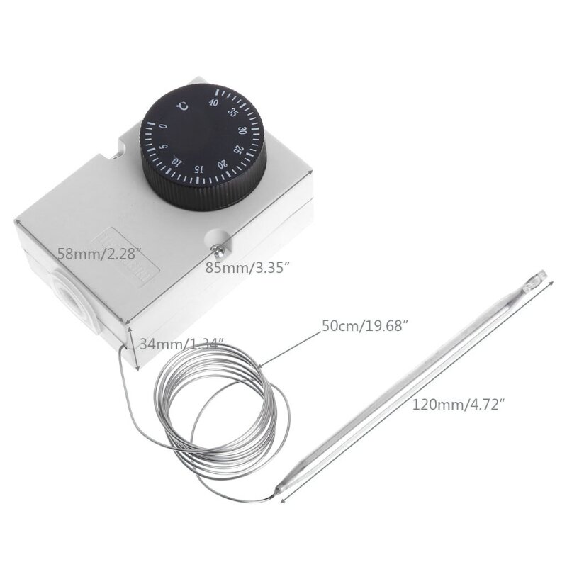 120mm/ 4.72" Probe Thermostat Controller Plastic Temperature Switch AC220V 0-40℃ Easy Installation Fitting for Oven #3