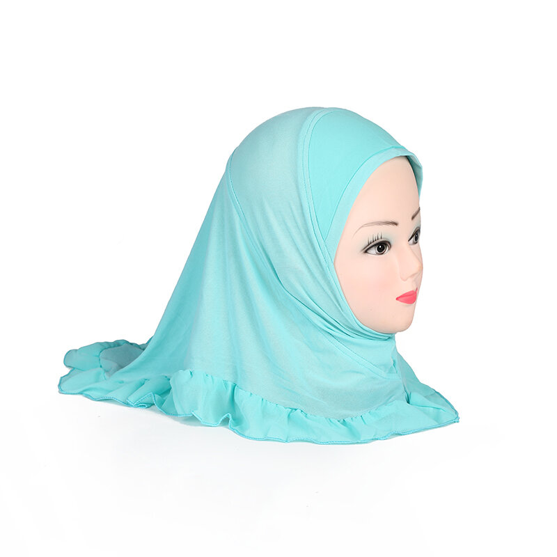 H107 فتاة صغيرة جميلة أميرة الحجاب سهل سحب على وشاح الإسلامية رئيس التفاف الاطفال قبعة مع التجعيد