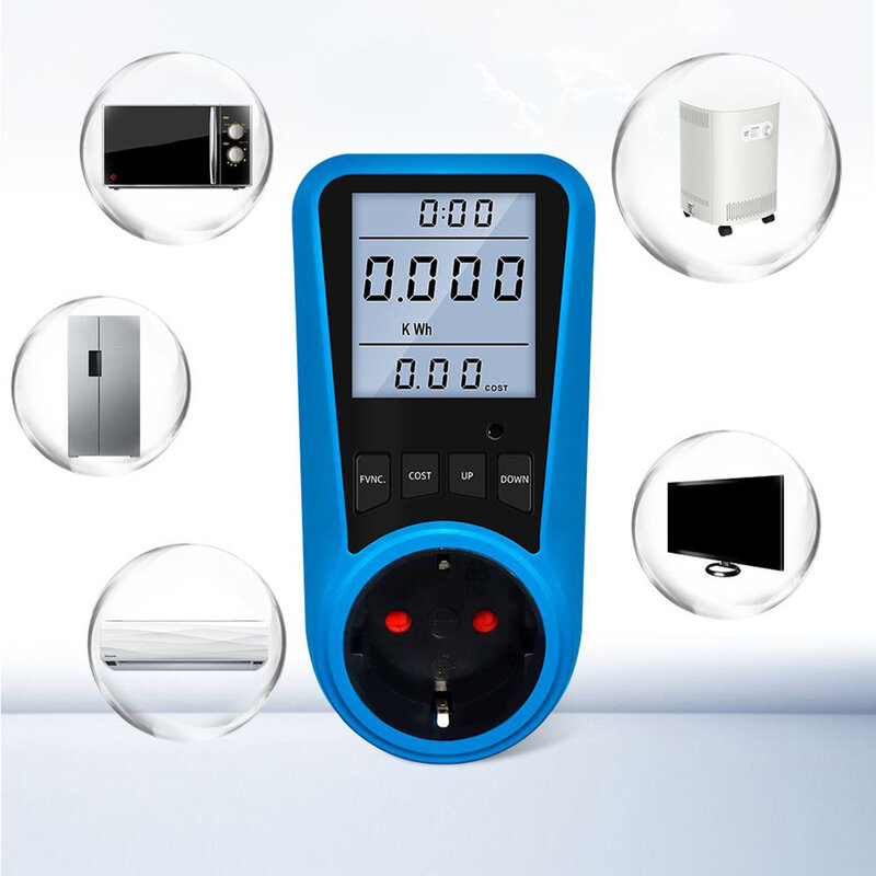 الكهرباء السلطة متر استهلاك متر الرقمية واط متر الفولتميتر التيار المتناوب الحالي متر LCD الخلفية Wattmeter اختبار الطاقة