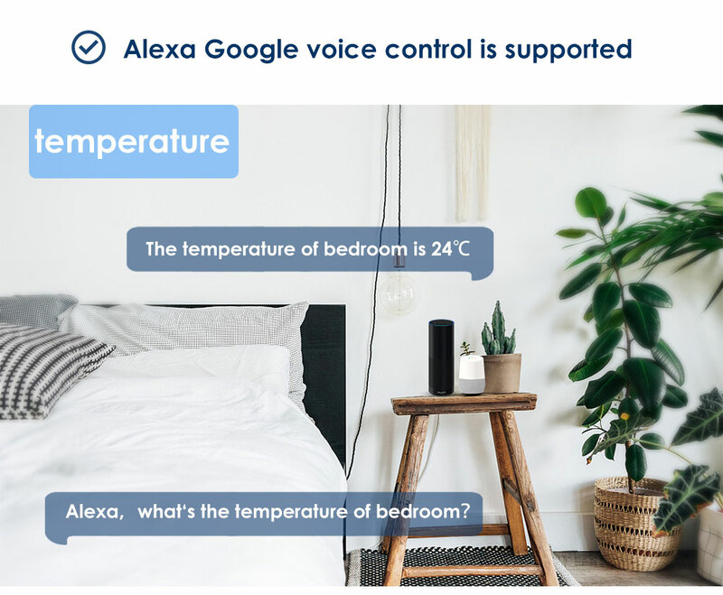 مقياس حرارة ذكي من تويا زيجبي 3.0 مزود بخاصية WIFI لقياس درجة الحرارة والرطوبة مقياس حرارة داخلي مزود بشاشة عرض LCD يعمل من خلال هاتف أليكسا جوجل ه...
