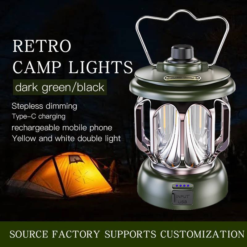 Lantern Camping  Searchlight   Flashlight USB Rechargeable Household 3 Modes Dimmable Torch Outdoor Portable Hanging Lamp