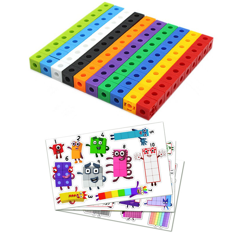 100 قطعة الرياضيات ربط مكعبات numberblock المتشابكة Multilink العد كتل الاطفال تعلم ألعاب أطفال تعليمية هدية
