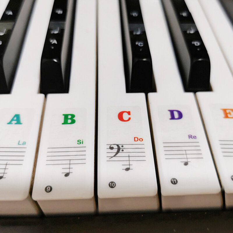 لون البيانو مفتاح ملصق 49/54/61/88 لوحة المفاتيح البيانو ستاف ملاحظة ملصق رمز الموسيقى مائي ملاحظات البيانو الطيف ملصق رمز