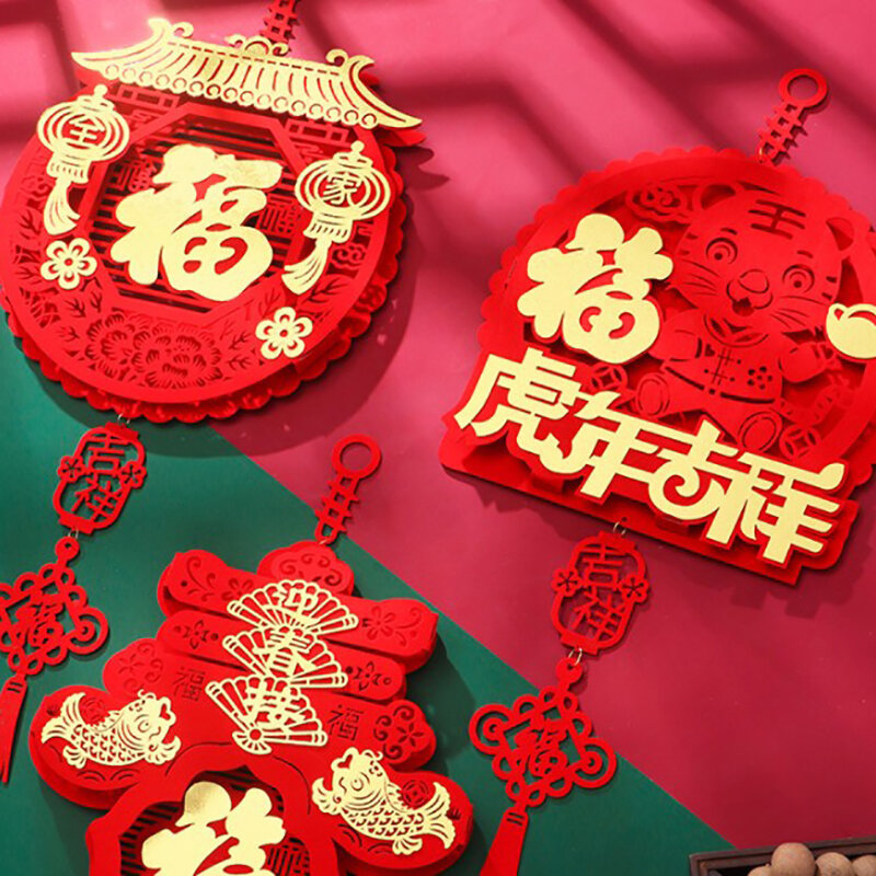 الربيع مهرجان المعلقات السنة الصينية الجديدة 2022 الأقمشة الصينية عقدة ديكورات المنزل غير المنسوجة الأقمشة الصينية عقدة