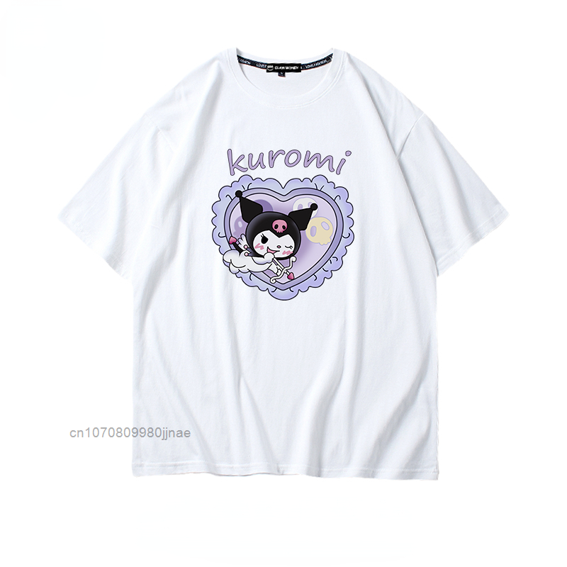 Kuromi Cartoon Summer New Harajuku Streetwear Clothes Women Korean Loose Casual Ladies Kawaii Cotton T Shirt For Y2k Cute Girl