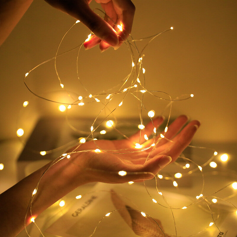 الجنية أضواء البطارية بالطاقة الأسلاك النحاسية LED سلسلة أضواء لقضاء عطلة الإضاءة حفل زفاف ديكور المنزل عيد الميلاد ضوء