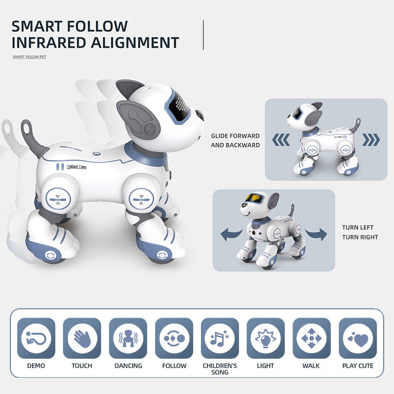 جديد LZAKMR روبوت ذكي للتحكم عن بعد الكلب التعليم المبكر البرمجة اللمس حيلة محاكاة Tamagotchi للأطفال لعبة