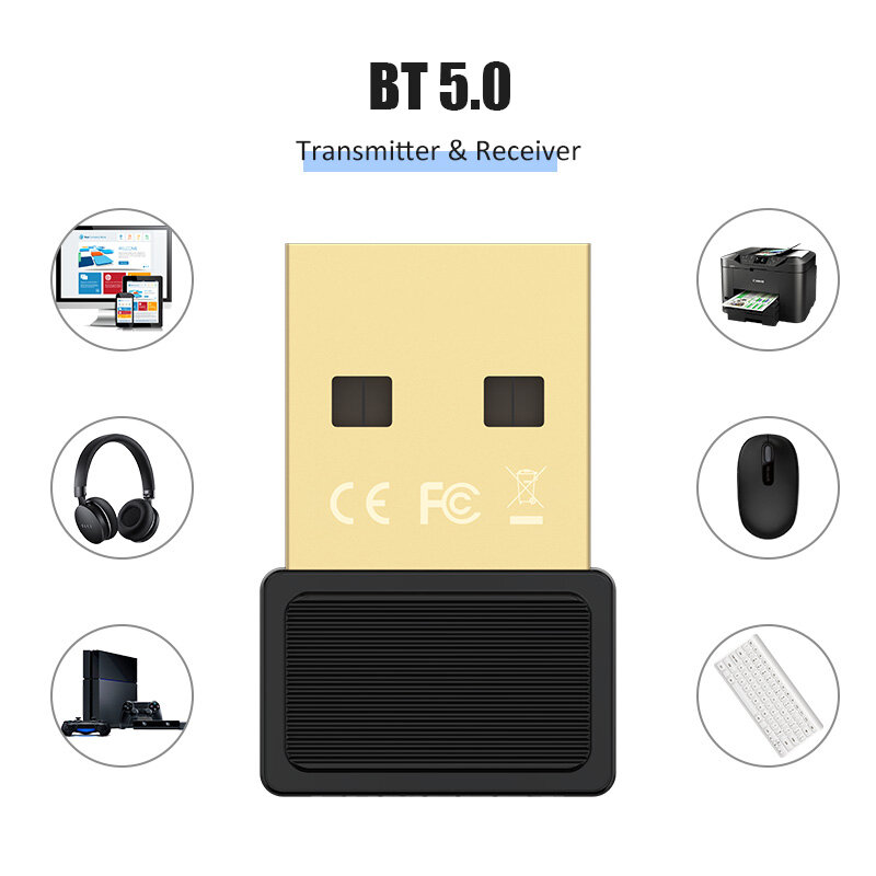 USB بلوتوث 5.0 محول بلوتوث استقبال 5.0 بلوتوث دونجل للكمبيوتر المتكلم ماوس لاسلكي الموسيقى استقبال الصوت الارسال