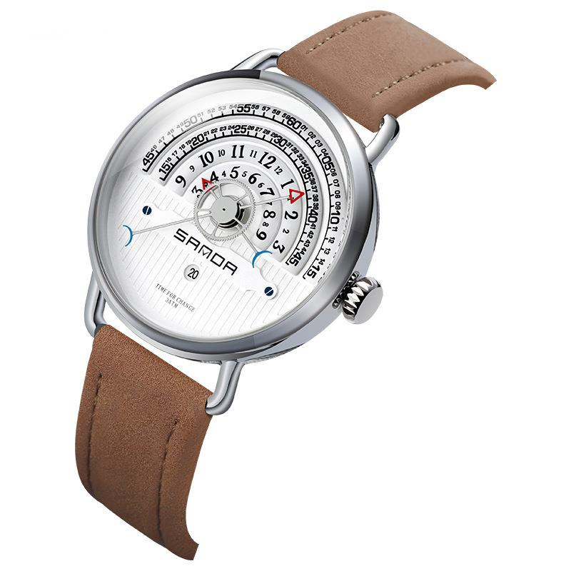 موضة الفردية الإبداع طالب ساعة كوارتز حزام من الجلد مقاوم للماء موضة بسيطة ساعات الكوارتز للرجال