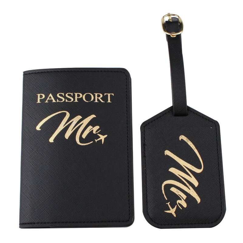 4 قطعة جواز سفر يغطي عبر نمط البرنز زوجين 4 قطعة لوازم السفر طائرة بطاقة صعود PU الأمتعة قائمة #5