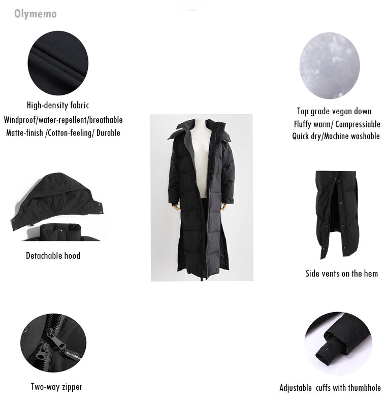 معطف باركا طويل للغاية ، سترة شتوية نسائية بغطاء للرأس ، مقاس كبير ، سترة واقية من الرياح ، ملابس خارجية مبطنة #4