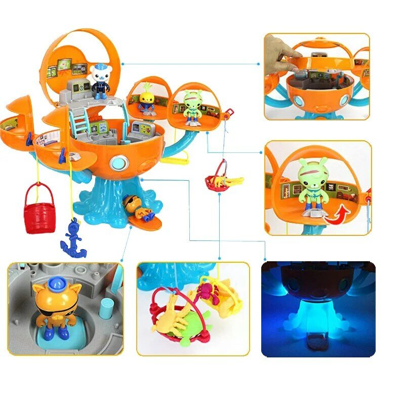 Octonauts Sound and Light Octopod Castle Adventure Plsyset Barnacles Peso Kwazii Dashi Tweak Action Figure Toy for Boy Kids Gift