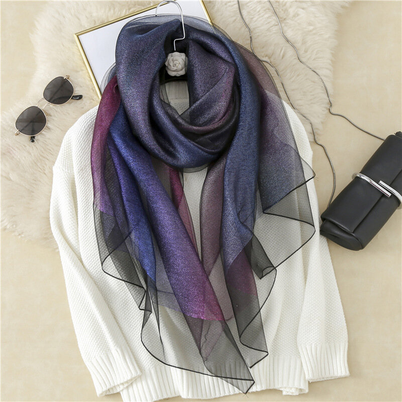 2022 natural mulberry Silk Wool Scarves Summer luxury Women's Hijab shade vintage Scarf elegant shawl fashion Beach Towel Cap
