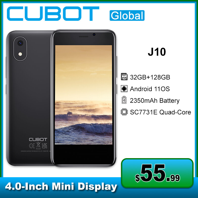 Cubot J10 هاتف مصغر 4.0 "شاشة 32 جيجابايت + 128 جيجابايت 2350 مللي أمبير بطارية المزدوج سيم الهاتف الذكي أندرويد 11OS 5MP كاميرا خلفية الوجه ID الهواتف المحم...