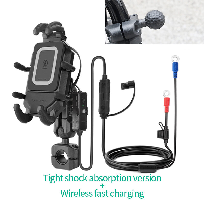 MWUPP دراجة نارية سكوتر كهربائي حامل هاتف المحمول USB شحن لاسلكي للصدمات امتصاص الصدمات دواسة الملاحة