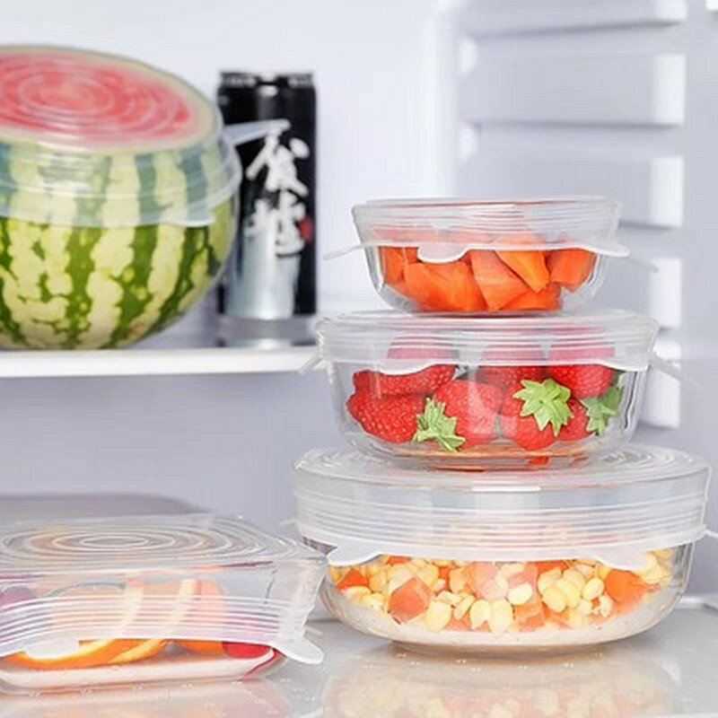 6 قطعة أدوات سيليكون لإعداد الطعام غطاء الطازجة حفظ غطاء قابلة لإعادة الاستخدام غطاء محكم التفاف اكسسوارات المطبخ الثلاجة منظمة تخزين أداة