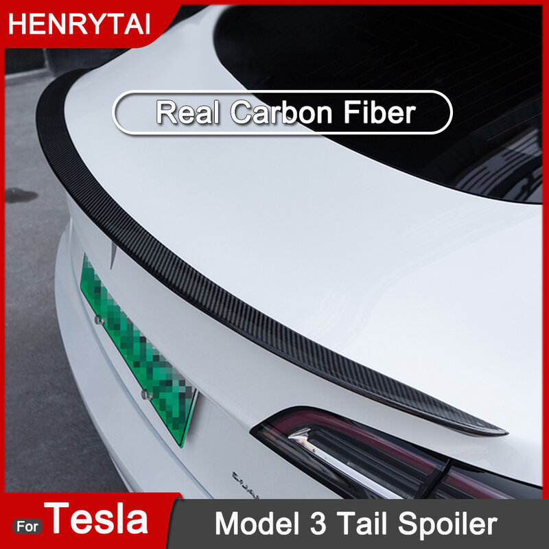 سبويلر سيارة من الألياف الكربونية الحقيقية للسيارة من Tesla موديل 3 ملحقات للجناح الخارجي موديل model3 2017-2021 سبويلر خلفي للسيارة طراز 2022New
