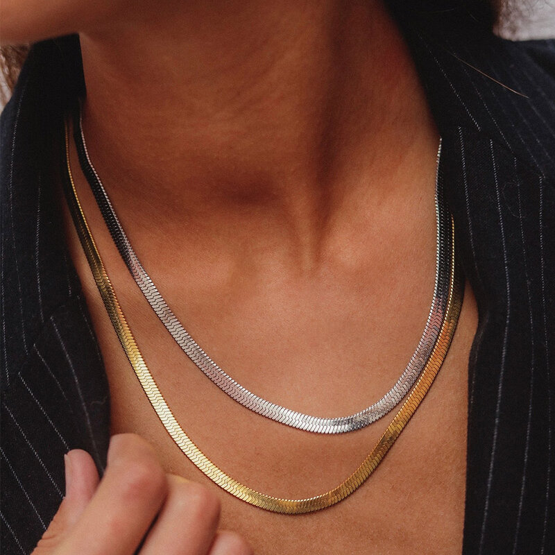 GD الجمالية الذهب اللون قلادة من الفولاذ المقاوم للصدأ ثعبان سلسلة المختنق قلادة النساء القلائد للنساء المجوهرات بالجملة
