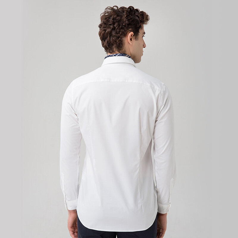CHCH 2023 جديد بلون قمصان رجالية عادية الخيزران البوليستر سوبر لينة عرق ماصة الدافئة طويلة الأكمام قمصان رجالية 7 ألوان