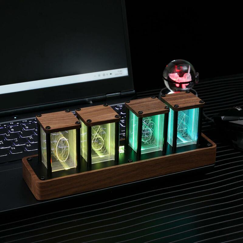 RGB الملونة Nixie أنبوب ساعة LED ساعة مكتب الحديثة USB بالطاقة أنبوب توهج هدية اللون تغيير منبه رقمي ساعة ديكور غرفة نوم