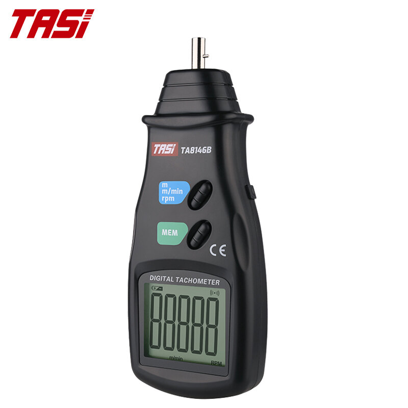 عداد سرعة رقمي TASI TA8146A/B/C يصل إلى 99999 شاشة LCD RPM مقياس سرعة الدوران الرقمي غير المتصل بالليزر