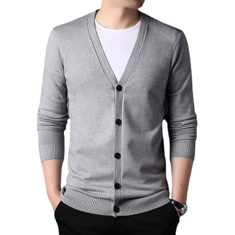 2022 Men's Autumn New Knitted Cardigan Youth Fashion Casual Single-Breasted Slim Fit Large V-neck Sweater