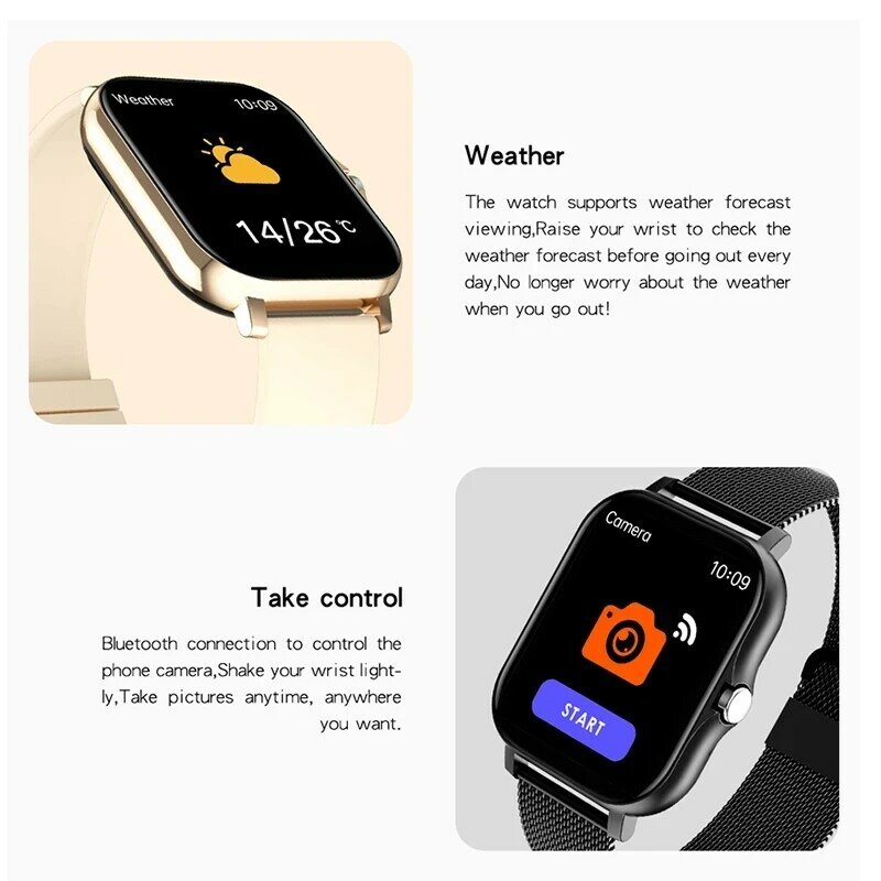 2022 جديد شاشة ملونة ساعة ذكية السيدات الرجال كامل اللمس جهاز تعقب للياقة البدنية ضغط الدم ساعة ذكية السيدات ساعة ذكية النساء + صندوق