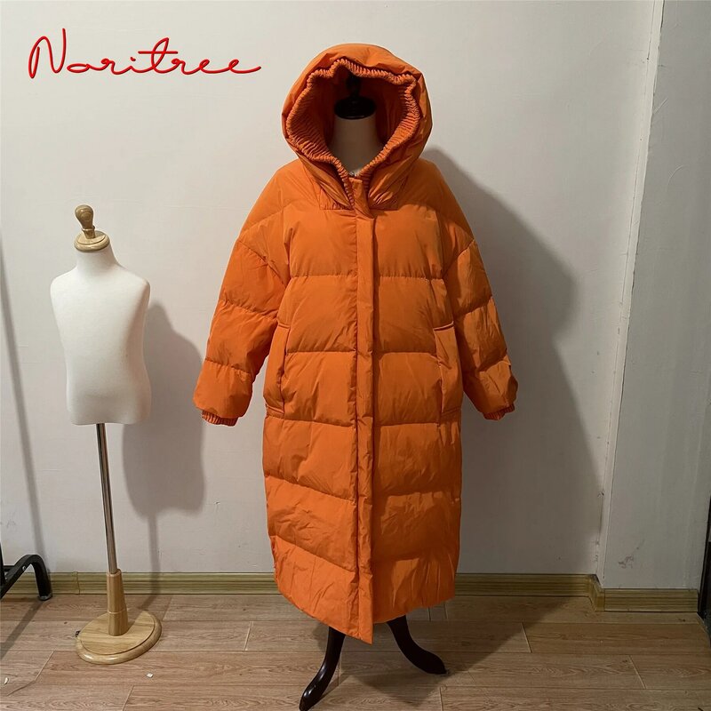 More Than 400g Thicker Warm Duck Down Coats Women's Oversized Down Coat Female Winter Bat Sleeved Hooded Warm Down Parkas wy321