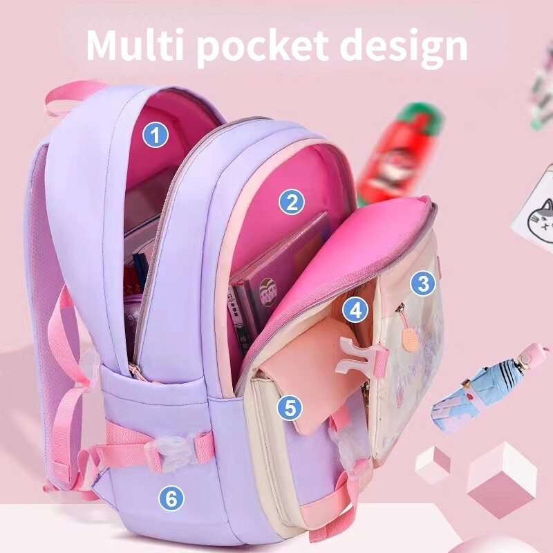 55L جديد بنات حقيبة مدرسية الابتدائية حقائب الأطفال على ظهره سعة كبيرة حقيبة مقاوم للماء أكياس متعددة جيوب الحقائب المدرسية
