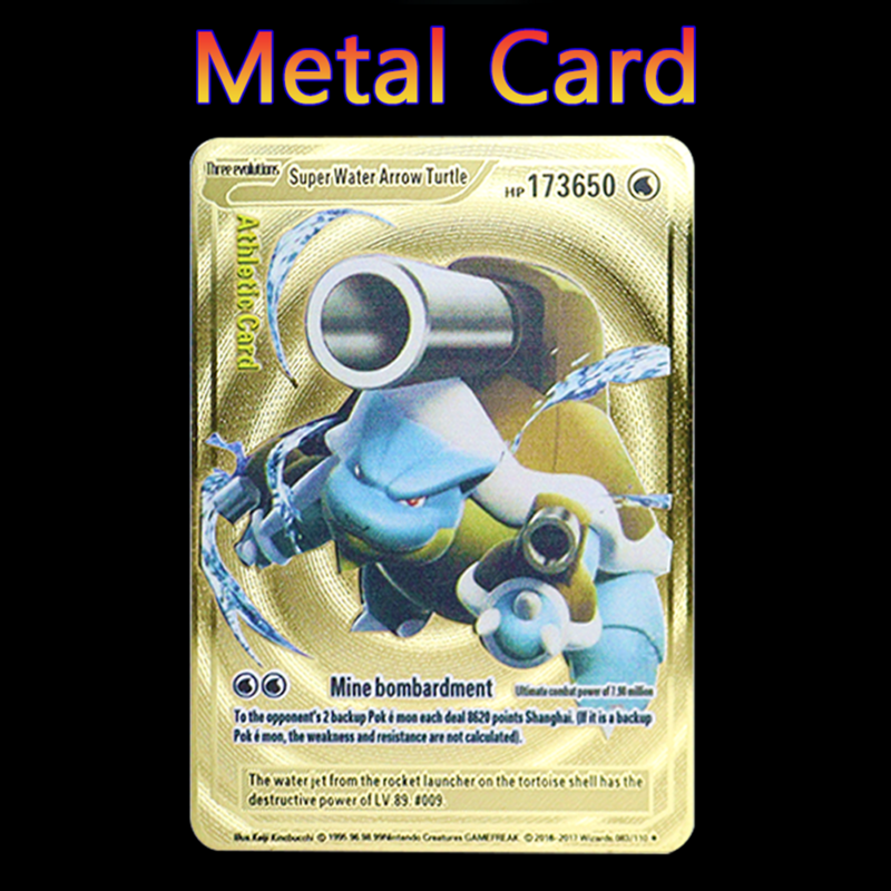 بوكيمون لعبة بطاقات معدنية ذهبيةمجموعة من البطاقات، النسخة الإنجليزية، بطاقة كبيرة VMAX، رايشو تشاريزارد