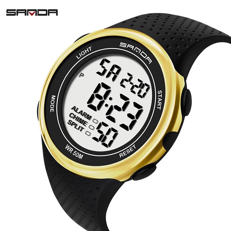 موضة Sanda 375 ساعات رجالية Led ساعة رقمية فاخرة ساعة إلكترونية الغوص السباحة الرياضة ساعات المعصم Relogio Masculino