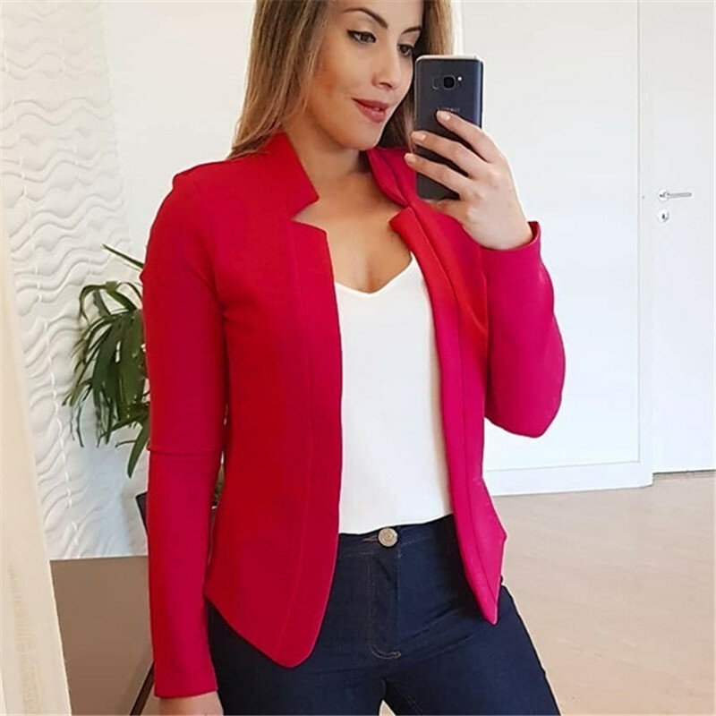 Autumn and winter new solid color casual professional small suit jacket top women's clothing
