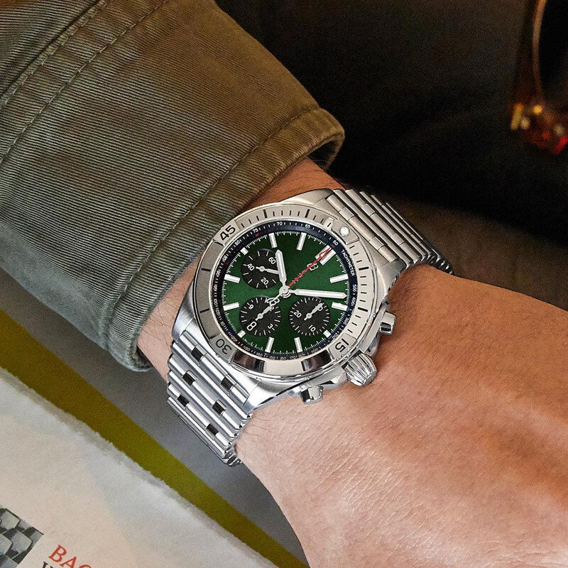 بريتلينغ chrبتصميم B01 42 ساعة بنتلي العلامة التجارية الفاخرة الفولاذ المقاوم للصدأ حزام متعدد الوظائف رجالي ساعة كوارتز relógio masculino