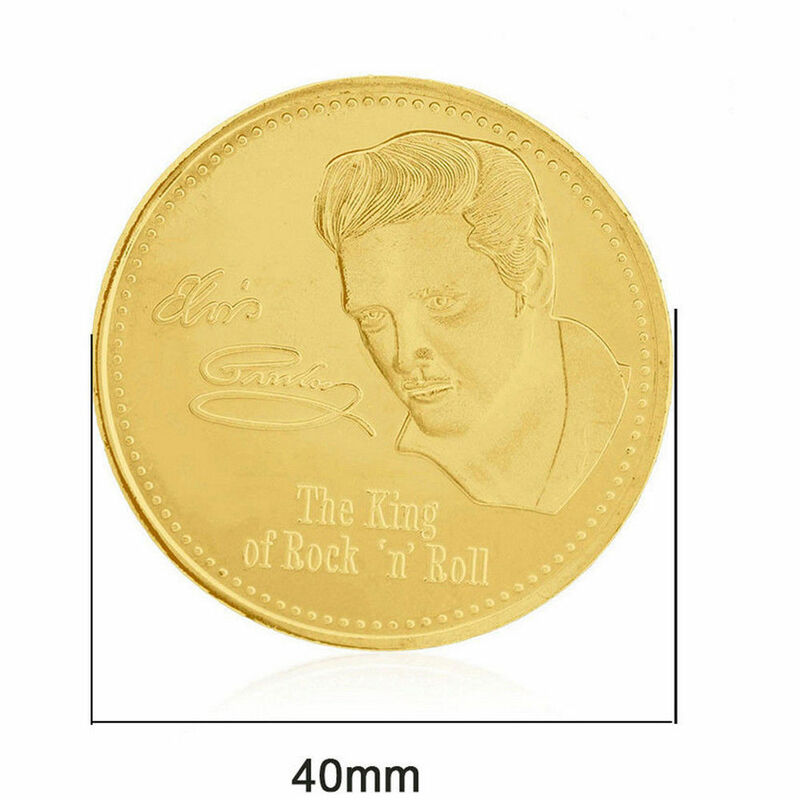 الفيس بريسلي الفضة الذهب تذكارية عملة طبعة محدودة 1935-1977 الملك روك البوب شعبية النمط الأمريكي عملات هدية #5