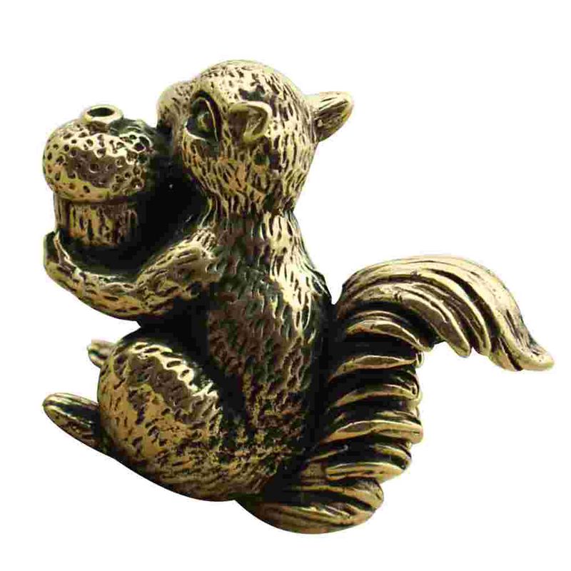 السنجاب الجوز الشاي الحيوانات الأليفة سطح المكتب تمثال ديكور خمر نمط النحاس الرجعية الديكور محاكاة تمثال النحت