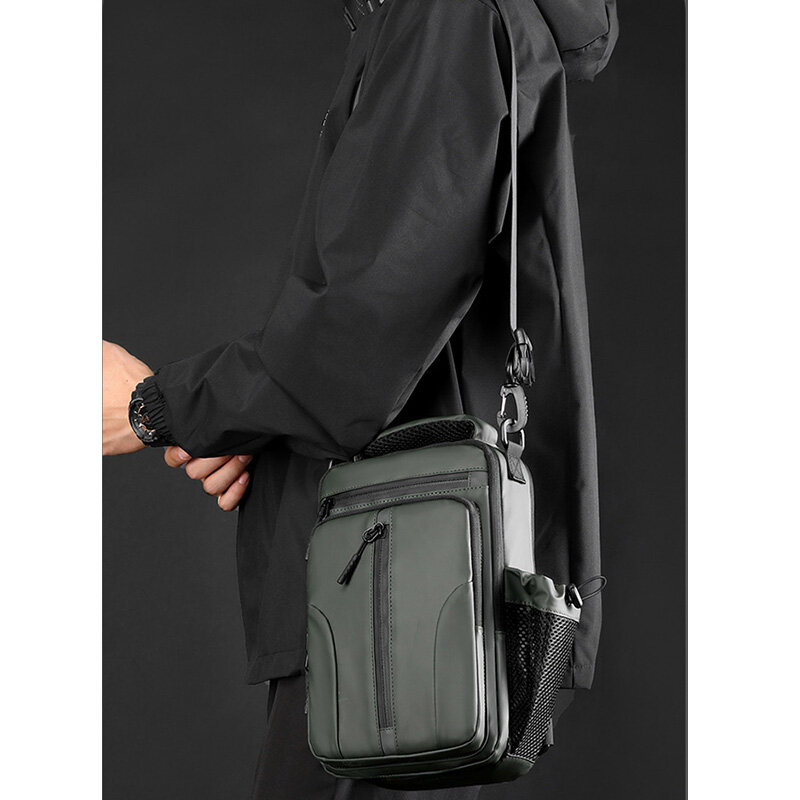 الرجال عبر الجسم الكتف حقيبة الظهر الرافعة حقيبة النايلون مع USB شحن ميناء السفر موضة الذكور الجانب رسول حقائب الصدر #5