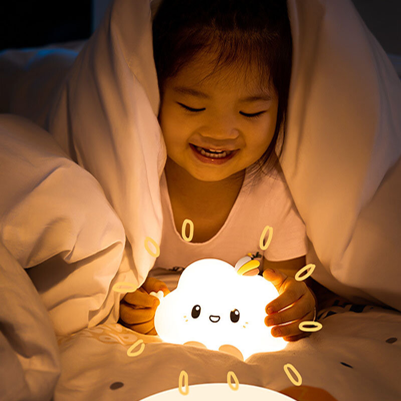 سحابة إضاءة ليد ليلية ضوء اللمس الاستشعار لينة مصباح السرير ضوء للأطفال الأطفال هدية عيد ميلاد غرفة نوم الديكور