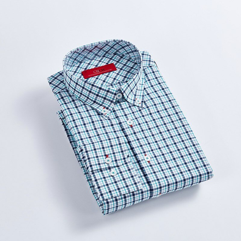CHCH 100% القطن الخالص جديد وصول مخطط منقوشة قميص الأعمال عادية عالية الجودة Longsleeve قميص للرجال زر حتى القماش