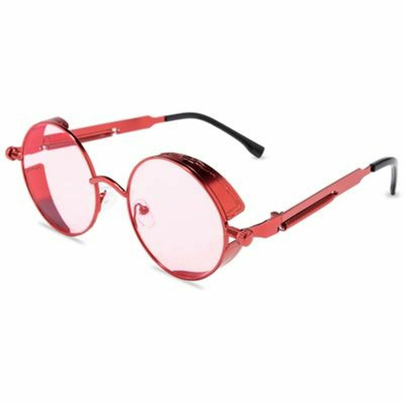 Steampunk Steampunk الأحمر النظارات الشمسية الرجال الجولة الشرير سبيكة معدنية ريترو نظارات شمسية النساء 2020 نظارات الرجال القوطية نمط ظلال #5