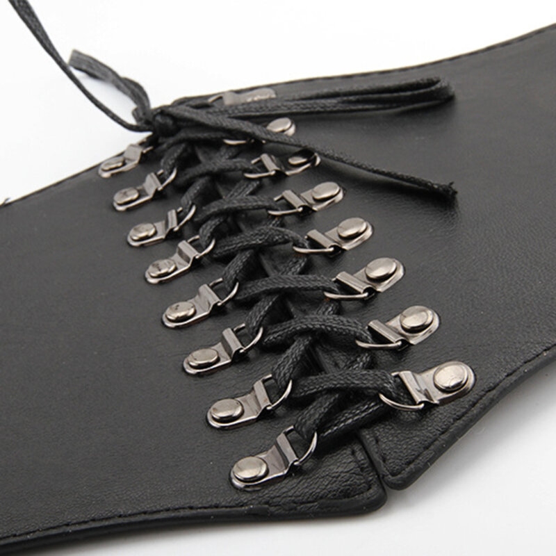 مشد جديد الشرير الأسود حزام عريض بولي Leather جلدية التخسيس أحزمة الجسم للنساء مرونة عالية حزام خصر Cummerbunds الإناث