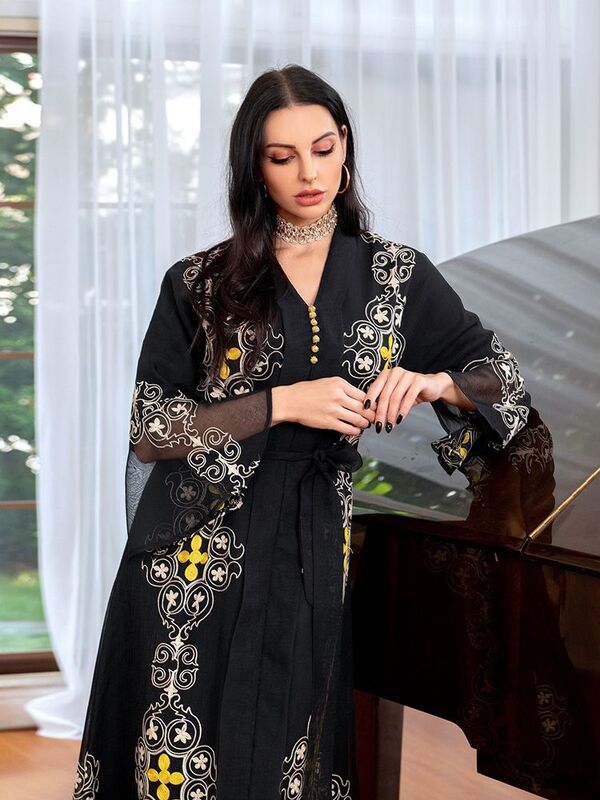 Ramadan Eid Mubarak Black Abaya Dubai Turkey Islam Arabic Muslim Long Dress Robe Longue Femme Musulmane Abayas For Women Vestido