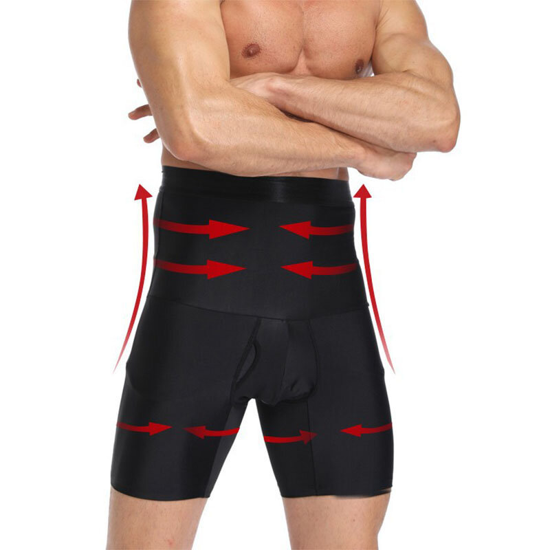 Men's Boxer Body Shaper Shorts High Waist Seamless Abdominal Waist Tight 5 Points Underpants Silicone Non-Slip Underwear