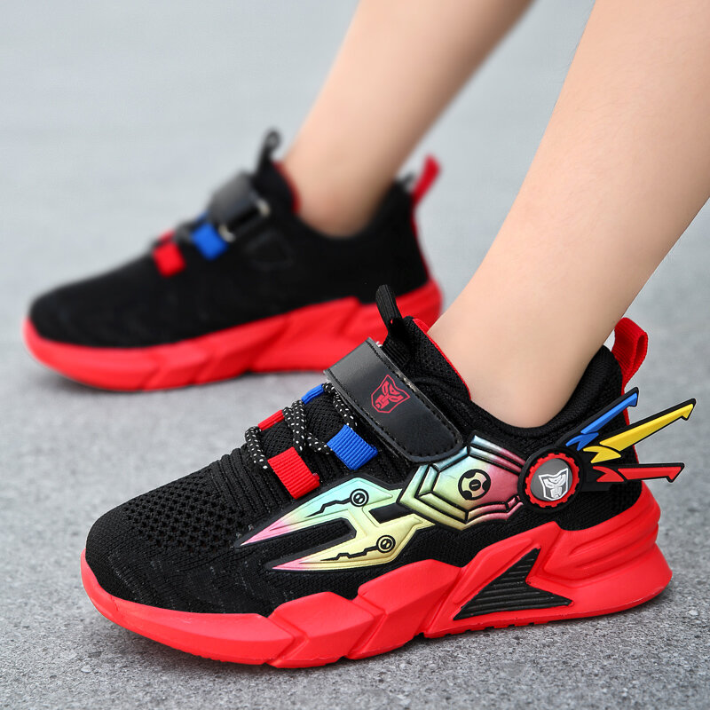 حذاء للأطفال Mecha الكرتون بنين موضة جلدية عادية المشي أحذية رياضية للأطفال تنس تنفس الرياضة احذية الجري للفتيات