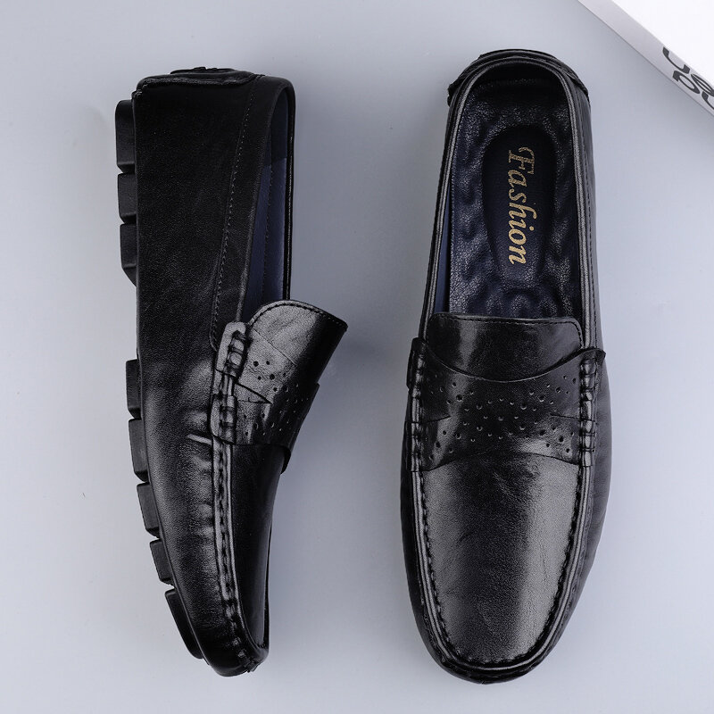 جلد طبيعي جودة عالية في الهواء الطلق الأحذية الرجال أحذية غير رسمية أنيقة فاخرة الكلاسيكية الانزلاق على المتسكعون Zapatos دي Hombre